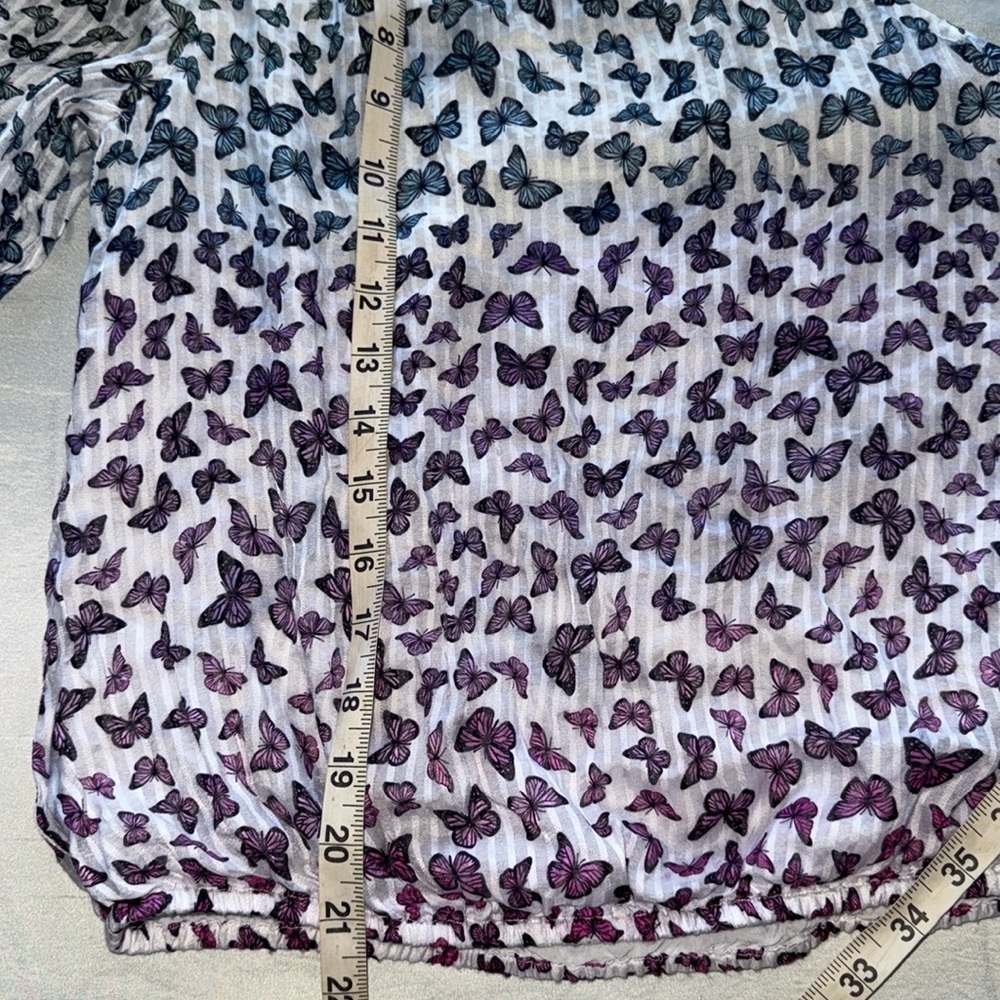CAMI NYC Lenore Ombré Rainbow Butterfly One-Shoulder Blouson Top Lined Sz Medium - Picture 9 of 13